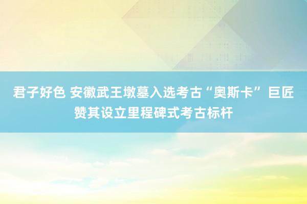 君子好色 安徽武王墩墓入选考古“奥斯卡” 巨匠赞其设立里程碑式考古标杆
